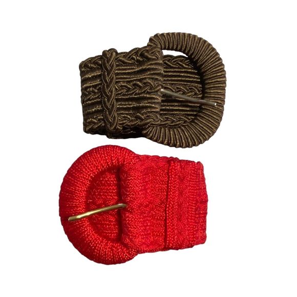 Vintage Woven Belt Collezione New York Made In USA Brown Red 2” Wide Cinch Lot 2 - Picture 12 of 12